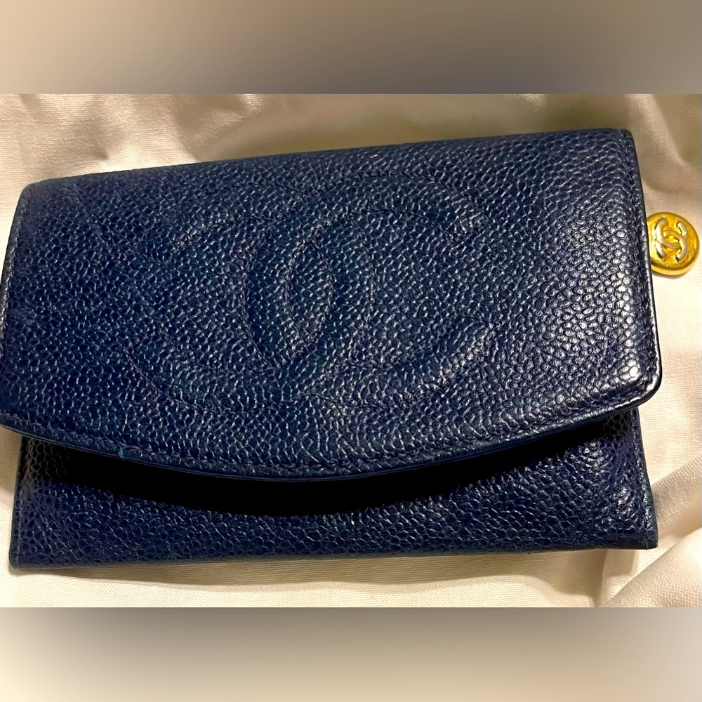 Chanel Caviar COCO mark bi-fold coin purse wallet